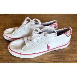 Polo Ralph Lauren Shoes Toddler Girl 2 Logo Sneakers White Lace Up Low Top